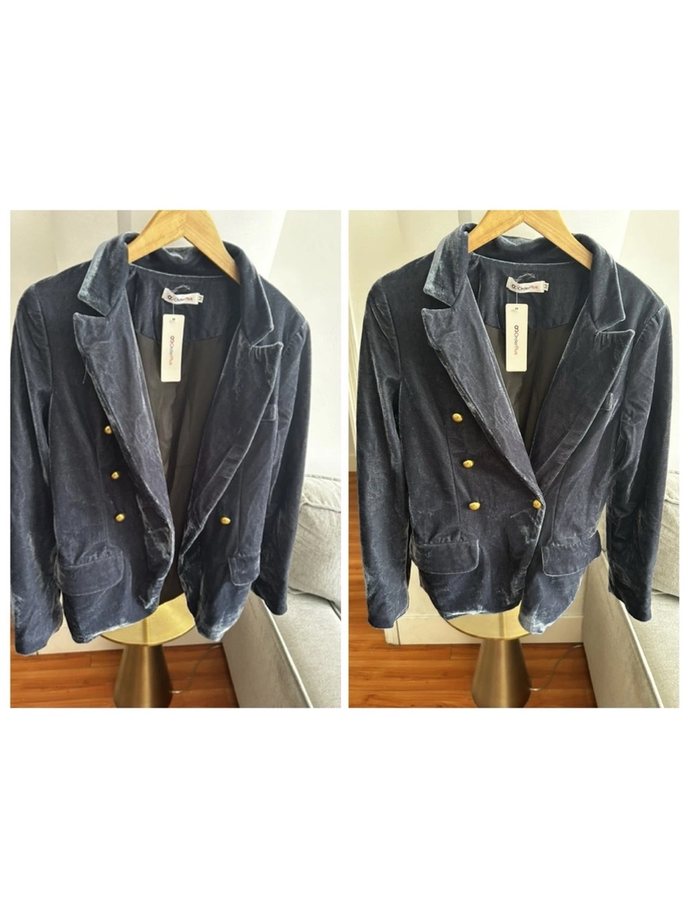 Blue Velvet Double Breasted Blazer M Military Boho Vampy Whimsigoth